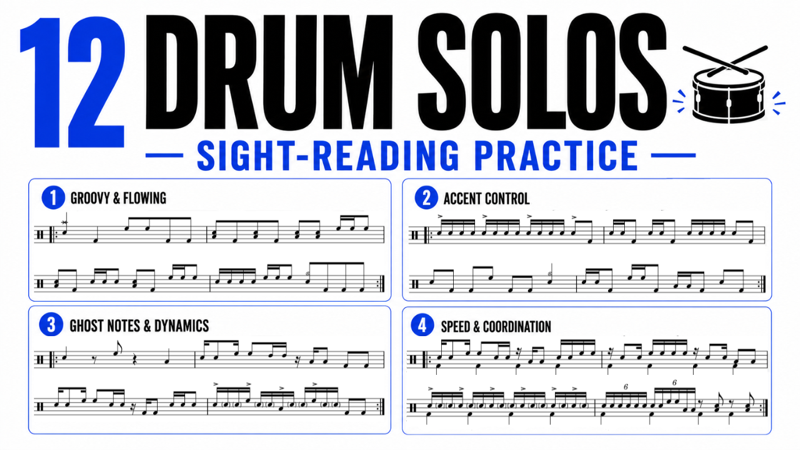 12 Drum Solos for Sight Reading & Technique