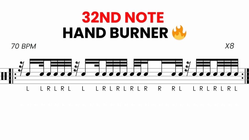 32nd Note Snare Warm-Up (Play Each Exercise 8x)