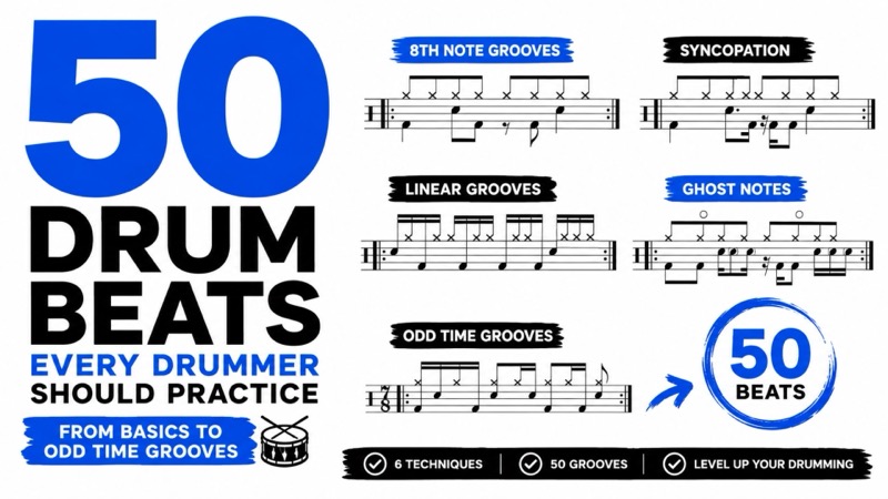 50 Drum Beats Every Drummer Should Practice – From Basics to Odd Time Grooves