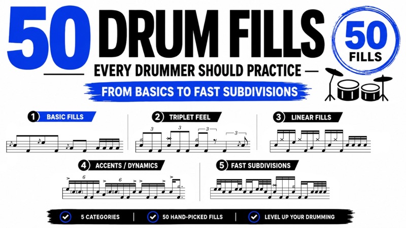 50 Drum Fills Every Drummer Should Practice – From Basics to Fast Subdivisions