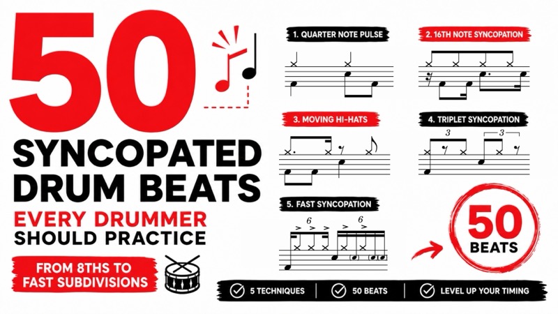 50 Syncopated Drum Beats Every Drummer Should Practice – From 8ths to Fast Subdivisions