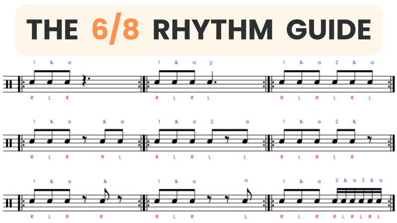 Learn All 6/8 Beginner Rhythm Combinations — With Sticking and Counting